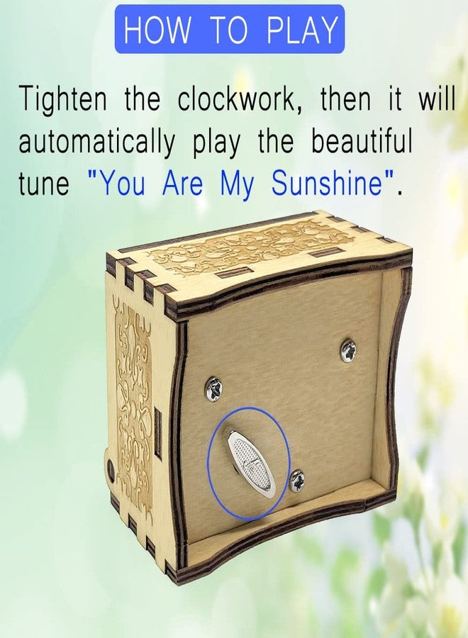 Sooharic You are My Sunshine Music Box for Daughter Son Dad Mom, Unique for Kids Vintage Engraving Wooden Music Box - Image 5